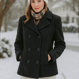 Anne Klein Wool Double Breasted Pea Coat M
